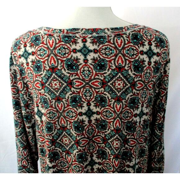 Artisan NY Women's Short Sleeve Blue & White Print Stretch Shirt Size Medium - Picture 6 of 9